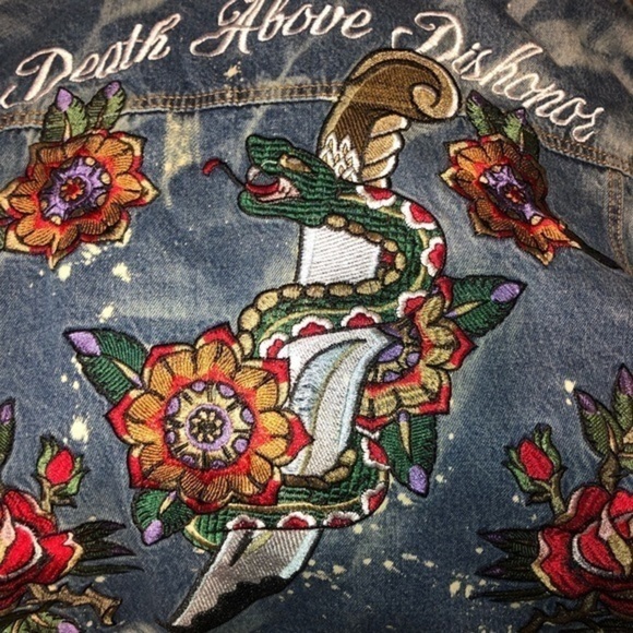 Mens blue jean Sherpa jacket‎ DEATH ABOVE DISHONOR 3XL - Picture 12 of 13